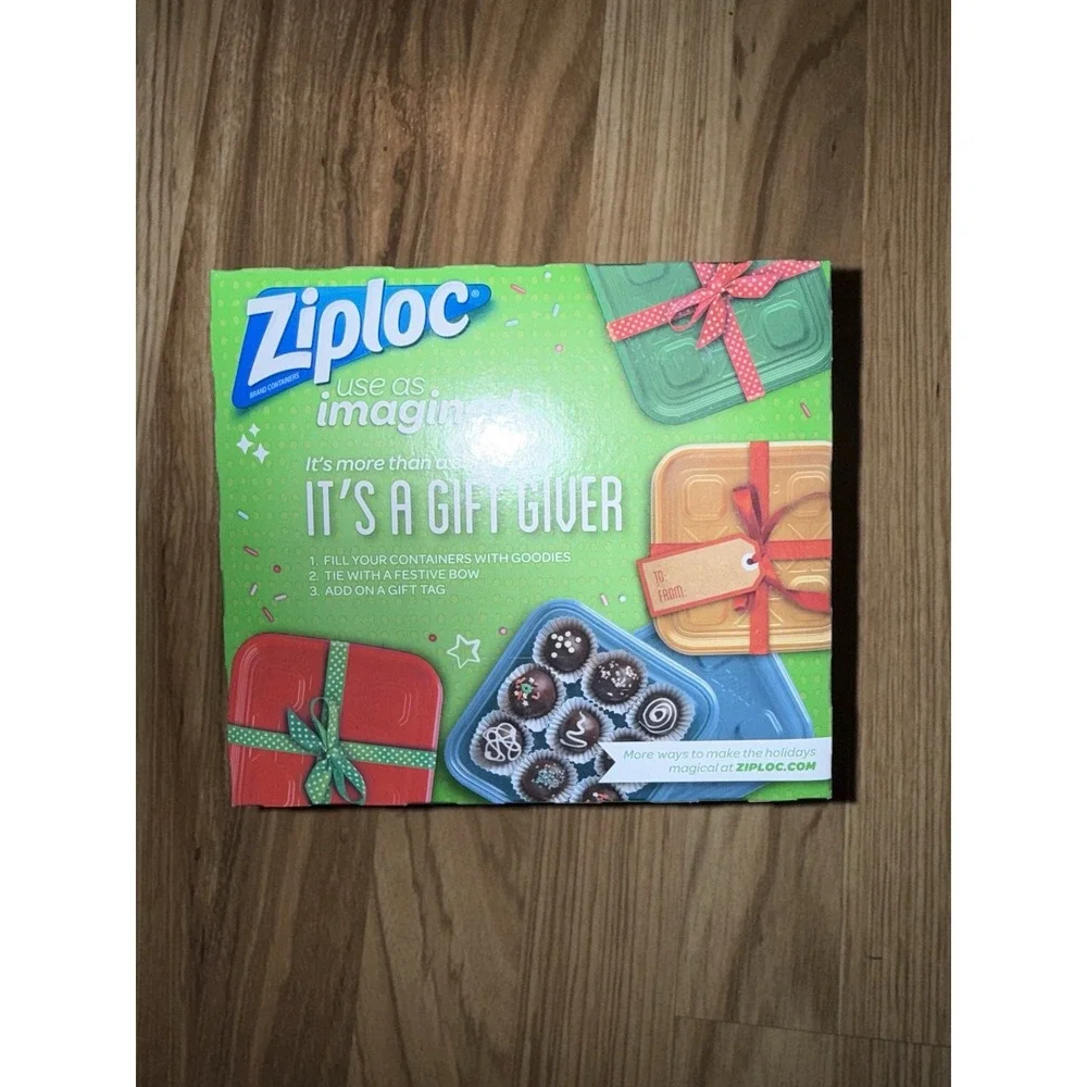 Ziploc NEW Limited Edition‎ Holiday Medium Square Container Gold 3 Count
